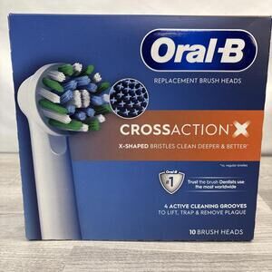 NEW Oral-B CrossAction X Replacement Brush Heads - 10 Pack - Genuine Sealed